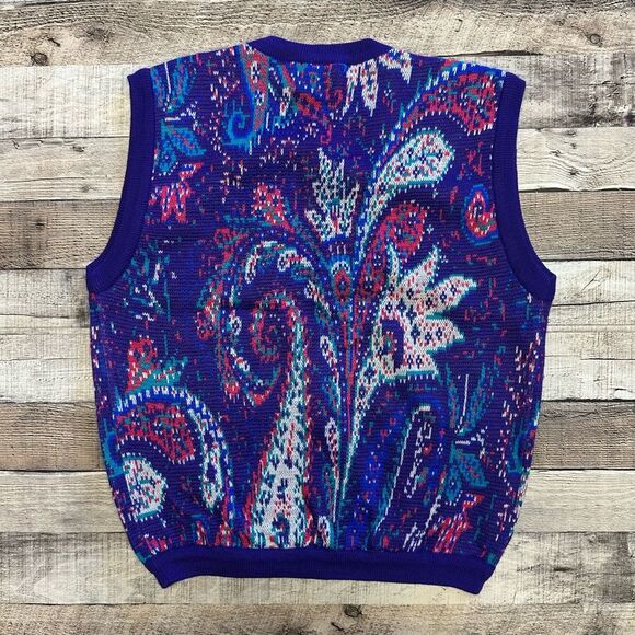 NWOT Vintage Meister 80s Retro Holiday Christmas Wool Acrylic Vest | Large - Picture 2 of 6